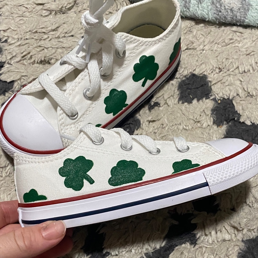 Hand Painted Shamrock Converse - Toddler Size 9